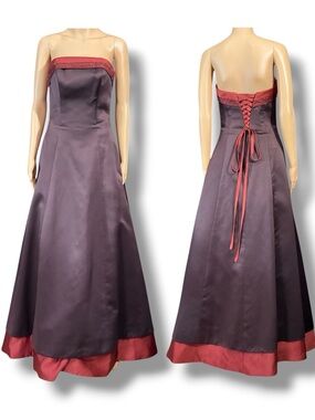 Alexia Designs Vintage Brown & Orange Formal Evening Dress